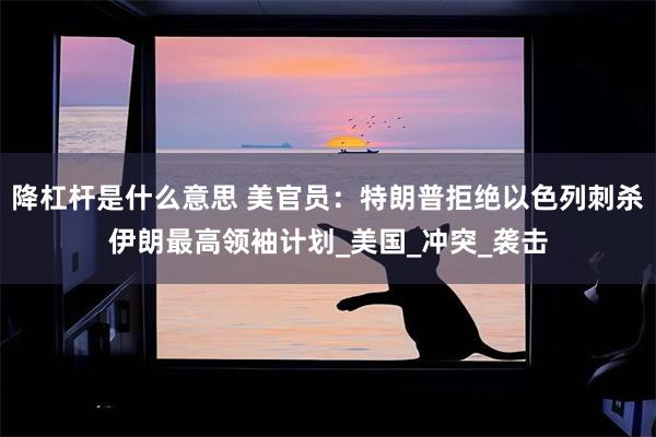 降杠杆是什么意思 美官员：特朗普拒绝以色列刺杀伊朗最高领袖计划_美国_冲突_袭击