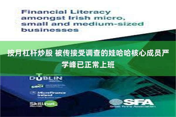 按月杠杆炒股 被传接受调查的娃哈哈核心成员严学峰已正常上班