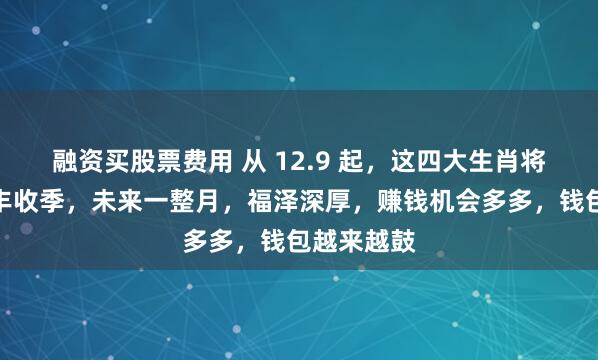 融资买股票费用 从 12.9 起，这四大生肖将迎来财富丰收季，未来一整月，福泽深厚，赚钱机会多多，钱包越来越鼓